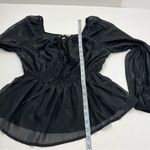 Savanna Jane Long Sleeve Babydoll Top Black Silver Tinsel‎ Size Medium Black Photo 5