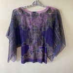 Covington   Sheer Paisley Print 2 PIECE CHIFFON Layered Boho‎ Top L Purple Photo 1
