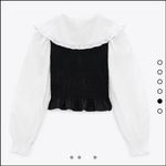ZARA NWT PUFF SLEEVE TOP Poplin Feminine Grandma core Size medium Photo 2