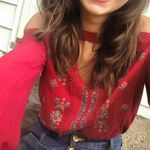 Taylor & Sage dark red fall off shoulder top Photo 0