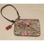 Coach Poppy Butterfly Graffiti Wristlet Nylon/Silver Leather Photo 7