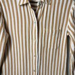 Every Striped Button Down Shirt Dress White and Orange Roll Tab Sleeve Size XS Photo 4