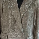 House of Harlow NEW 1960 Double Breasted Sequin Blazer Sz M Champagne GMA Photo 1