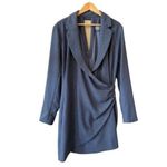 Anthropologie  Long Sleeve V Neck Blazer Mini Dress Navy Size 16 NEW Photo 9
