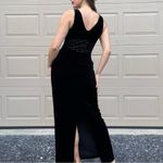 Harlow Vintage Black Velvet High Neck Sheer Panel Romantic Goth Gown Size 6 Photo 4