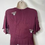 Moulinette Soeurs Anthropologie Burgundy Wine Beaded Firefly Dress sz 2 Photo 5