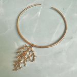 ZARA Golden Coral Choker Necklace - Raised Coral Pendant Statement Collar Photo 4