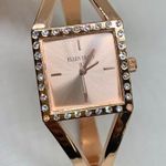 Ellen Tracy  rose gold tone watch quartz analog rhinestones 24mm size 7” running Photo 1