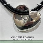 ATTERRI | Heart Statement Piece Adjustable Leather Necklace Silver Photo 2