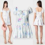 Hollister  Sofia White Floral Drop Waist Bubble Skirt Mini Dress Women M New NWT Photo 1