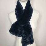 Genuine Rex Rabbit Fur Black Rosette Slip Thru Scarf Luxury Accessory Photo 0