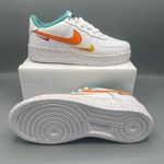 Nike Air Force 1 LV8 GS Big Girl 7Y Casual Shoes White/Safety Orange \Women #8.5 Photo 13