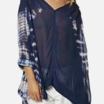 Free People  Women Top XS  Tie Dye Me Down Blue Sheer Boho Chic Summer Photo 9