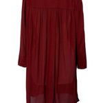 Isabel Marant  Maroon Red Burgundy Long Sleeve V-Neck Split Hem Tunic Dress sz M Photo 2