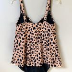NWT Marina West triple ruffle leopard print one piece SPF 50+ swimsuit Sz Large Brown Photo 4