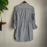 Tommy Hilfiger Tunic Shirt Dress Women Small Blue White Cinch Roll Linen Cotton Photo 6