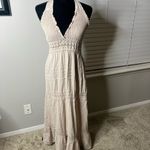 SEASPICE resort Daphne Halter maxi dress NWT‎ XL 100% Peruvian cotton Tan Photo 6
