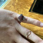 Natural Red Garnet Sterling Silver Claddagh Ring Size 5 Photo 3