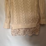 Knox Rose  Cable Knit Cowl Neck Cottagecore Womens Sweater Sz S Lace Boho Cozy Photo 7