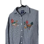 Solutions Casualwear Blue Gingham Embroidered Farm Scene Button Up Shirt M Size undefined Photo 1