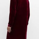 Eileen Fisher Dress Deep Cranberry Silk Blend Velvet Long-Sleeve Dress Sz XS NWT Photo 3