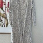 Long Cream Marled Duster Sweater Cozy Grandma Cardigan Loungewear Oversized Blue Size XS Photo 0