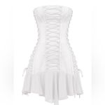 House Of CB  XS Tall 'Sirena' White Strapless Lace Up‎ Mini Dress NWOT Photo 10