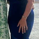 NWT Taylor Royal Blue Velvet Fringe Cowl Neck Dress, Sz 8 Size M Photo 9