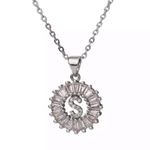 Silver Initial Crystal Pendant Necklace A Photo 6