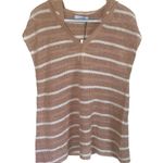 Olivaceous size M/L sleeveless hooded dusty rose and white striped coverup Photo 4