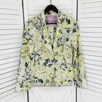 Free People  Floral Linen‎ Blazer Jacket Yellow White Size 4 Photo 8