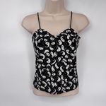 Vintage Y2K Faded Rose Camisole Top Womens M Black White Yin Yang Ribbed Strappy Size undefined Photo 1