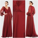 Mac Duggal 67873 Womens Sheer Blouson Sleeve Surplice Gown Photo 2
