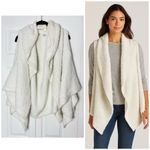 Ivory Sherpa Soft Cozy Shawl Open Front Poncho Cardigan Sweater One Size White Size undefined Photo 1