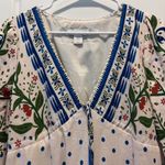 NWT House of Harlow 1960 Cream Blue Floral Macaw Boho Maxi Dress XS Photo 3