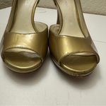 Via Spiga Platinum Gold Peep Toe‎ Platform Heel Size 7M Patent Leather Photo 6