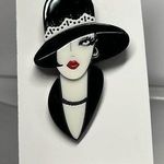 Beautiful Girl Brooch / Scarf Pin #125 Black Photo 0