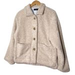 Few Moda  New York Teddy Jacket Medium beige Fuzzy coat large buttons collared Photo 2
