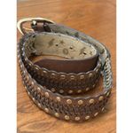 Betsey Johnson Vintage Brown Braided Leather Belt with Studs – 39” Photo 2