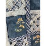 Vintage Vest Womens Size PL Blue Cream Gingham Embroidered Beaded Sunflower Photo 2