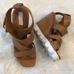 See By Chloe  37 Brown Leather Ankle Strap Wedges Photo 14