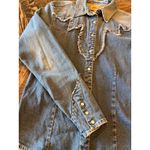 Wrangler  Retro Denim Fringe Western Cowgirl Pearl Snap Shirt Women Small Aztec Photo 11