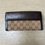 Gucci  GG Canvas Continental Wallet Brown Leather Gold Hardware Photo 8