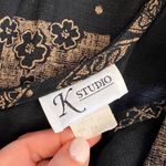 K Studio Women's Black Brown Floral Print Boho Vintage Midi Dress Size 10 Photo 5