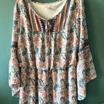 Est 1946 Women's 18/20 W Blue Peach V Neck Peasant Bell Sleeve Boho Drop Waist Pink Size 18W Photo 0