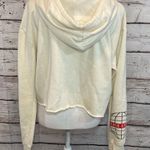 Mighty fine Off White Cropped Hoodie with Black & Red Lettering-L Photo 2