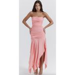 House Of CB  Ivana Gathered Asymmetric Dress in Apricot Size Large Photo 9