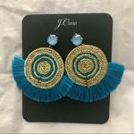 J.Crew Rare Rope Fan Earrings Prussian Blue Gold $65 NWT Photo 6
