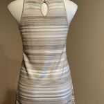White House | Black Market Beaded Knit metallic White Silver & Light Brown SZ S Photo 4