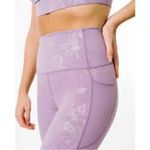 Zyia  Active Light Lilac Purple Floral Print Cropped Leggings Size 4 EUC Pockets Photo 2